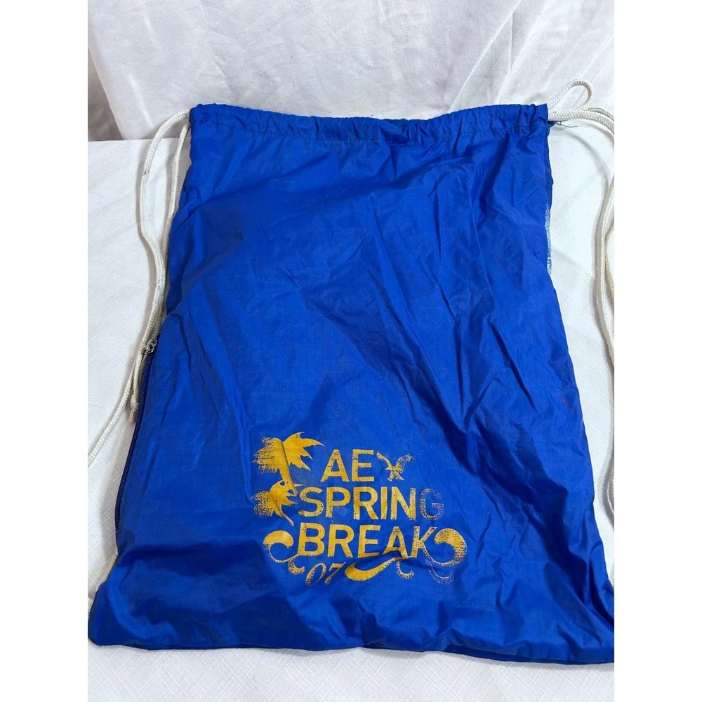 American Eagle Drawstring Bag OS Blue Spring Break 07 Vintage Mens